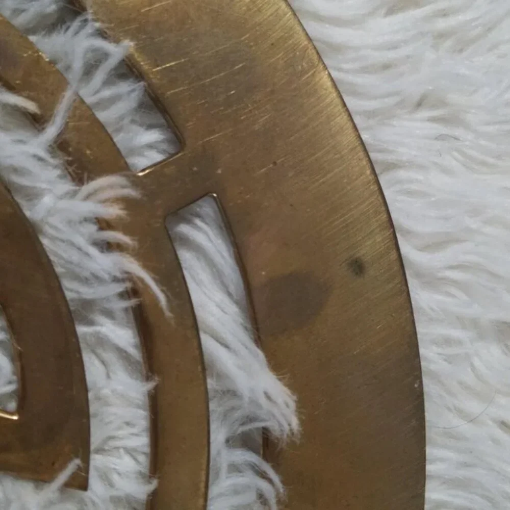 90s PIER 1 brass trivet DEADSTOCK nwt vintage round footed asian pot holder